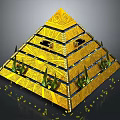 Modern Golden Pyramid Decorative Design With Layered Structure Intricate Patterns Green Ornaments And Golden Particles