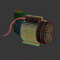 Black Electric Motor With Red Button Brown Cooling Fins And Colored Wires