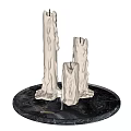 Elegant Candle Lamp Design With Dripping Wax White Candles Various Heights On Black Tray