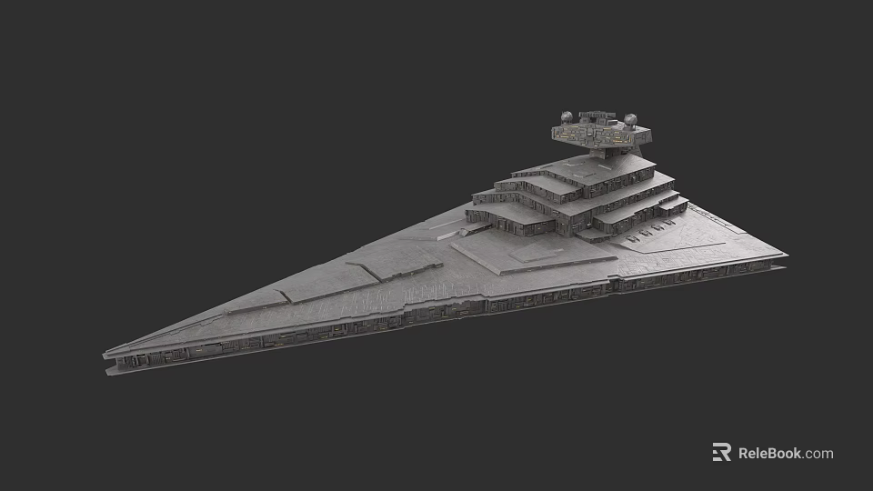 3D Model of Modern Warship with Multiple Decks and Tall Command Tower 3d model