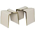 Modern Elegant Side Table with Gold Metal Frame and Beige Fabric Top Unique Design
