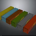Colorful Shipping Containers Arranged In A Row On Dark Background