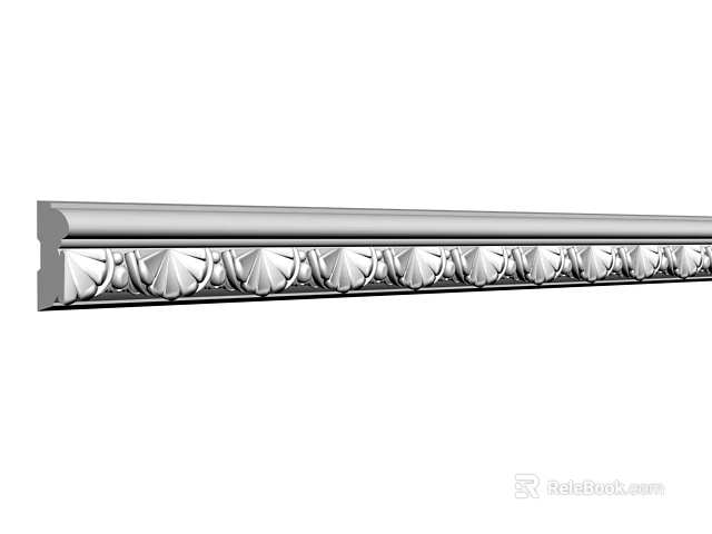 Decorative Plaster Cornice With Intricate Floral Patterns For Interior Design 3d model 