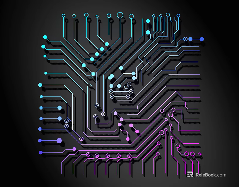 Modern Colorful Circuit Board Pattern Wall Decor For Home Interiors 3d model 
