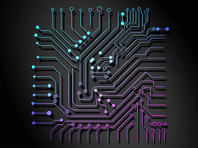 Modern Colorful Circuit Board Pattern Wall Decor For Home Interiors 3d model