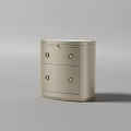 Modern Round Nightstand With Open Drawers Wooden Interior And Metal Knobs 3d model