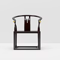 Dark Colored Armchair with Curved Armrests and Golden Accents on Square Base in Traditional Design
