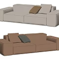 Modern Two-Seater Sofa with Beige and Brown Pillows in Modular Leather Design 3d model