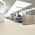Modern Public Office Space With Large Windows Green Plants Sofa And Glass Partitions