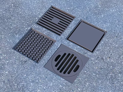 Stylish Household Floor Drains With Various Pattern Designs For Home Use 3d model