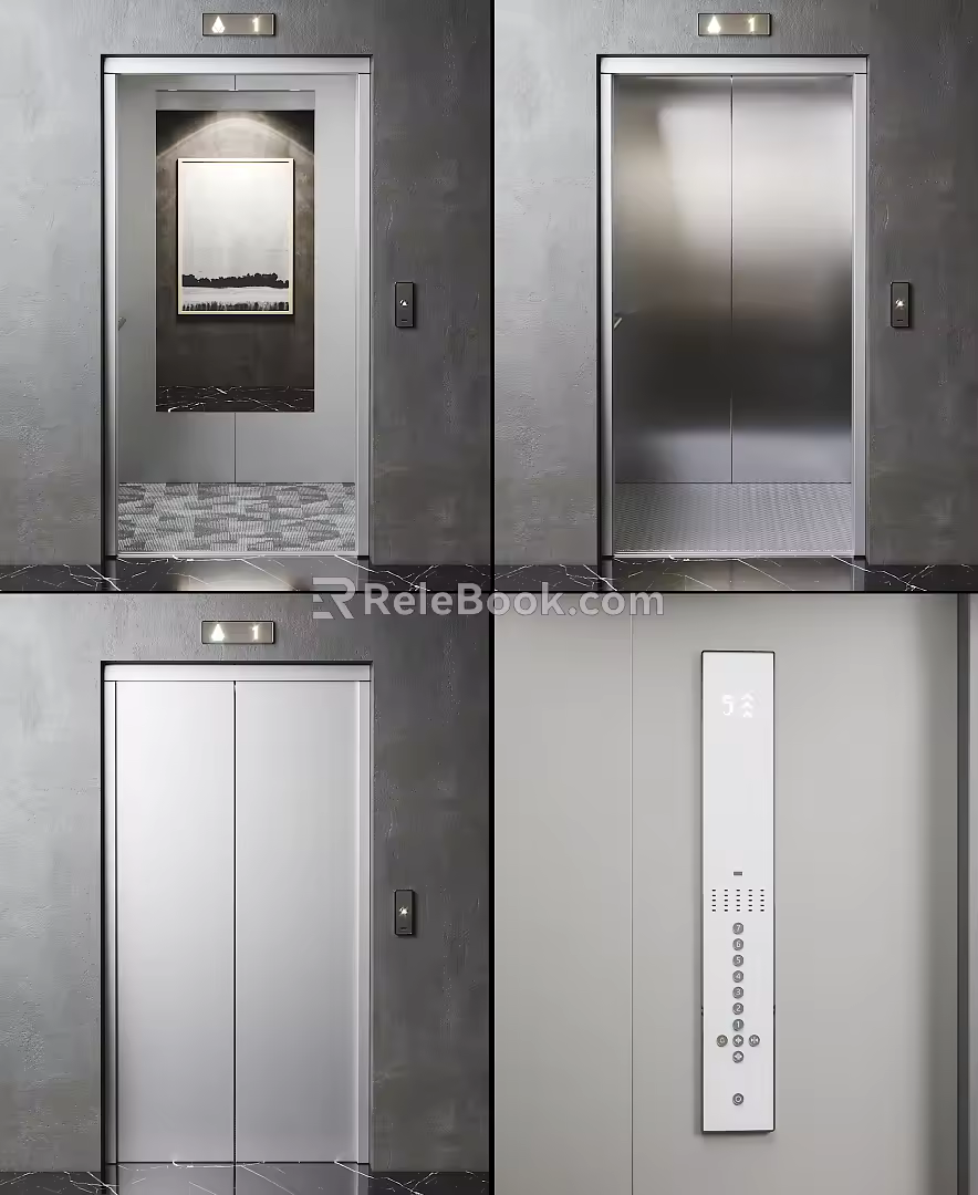 modern elevator door elevator car 3d model