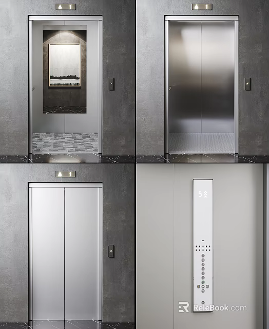 Modern Public Facility Elevator Design With Stainless Steel Doors Control Panel And Interior Finishes 3d model 