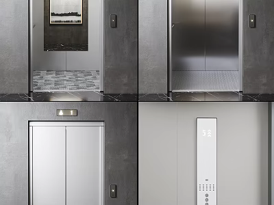Modern Public Facility Elevator Design With Stainless Steel Doors Control Panel And Interior Finishes 3d model