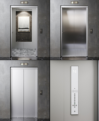 modern elevator door elevator car 3d model