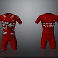 Red Gravelist No Stress Jumpsuit With White Printed Design For Active Use