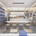 Modern Bubble Tea Shop Interior With Stylish Counter Seating And Drink Logo Decor