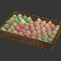 Fresh Yellow and Red Pears Filled in Wooden Tray on Black Background