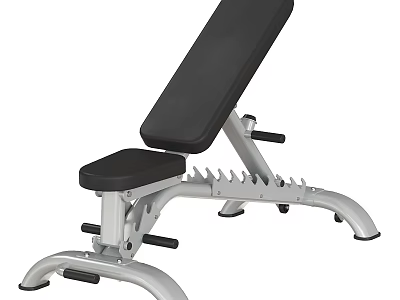 Adjustable Fitness Bench With Black Cushion And Silver Metal Frame For Home Gym Workouts 3d model