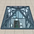 Elegant Villa Balcony With Glass Skylight And Horse Painting On Wall