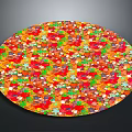 Decorative Circular Wooden And Stone Material Surface With Colorful Particles Design