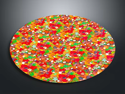 Decorative Circular Wooden And Stone Material Surface With Colorful Particles Design 3d model