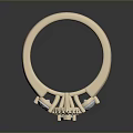 Beige Metal Ring With Oval Center Stone And Small Decorative Stones