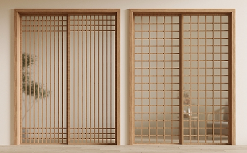 New Chinese-style sliding door 3d model