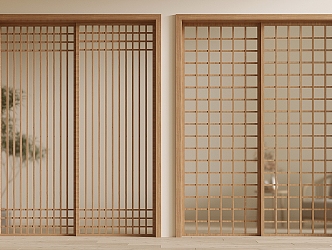 New Chinese-style sliding door 3d model