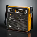 Vintage Portable Radio Yellow And Black Design With FM AM Dial Knobs And Shoulder Strap