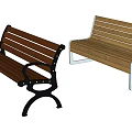 Modern Wooden Outdoor Benches With Metal Frames And Armrests For Garden Use