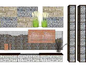 Modern landscape wall gabion landscape wall landscape sketch gabion wall gabion sketch 3d model