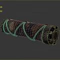 Camouflage Wrapped Cylindrical Gear With Rope Binding And Metallic End Components