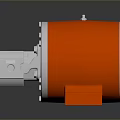 Orange And Silver Industrial Mechanical Component With Metal Housing And Base