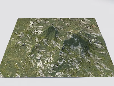 Detailed Garden Landscape Model Featuring Green Mountain Terrain Rocky Areas and Lush Vegetation 3d model