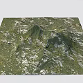 Detailed Garden Landscape Model Featuring Green Mountain Terrain Rocky Areas and Lush Vegetation