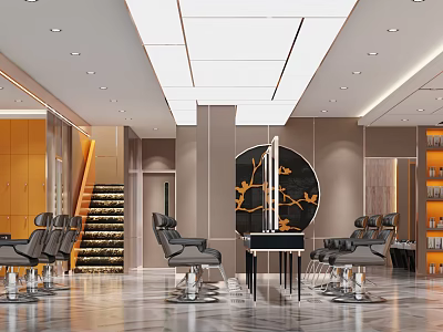 Modern Hair Salon Interior With Styling Chairs And Decor 3d model