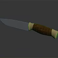 Reflective Weapon Knife With Silver Blade Wooden Handle And Gold Decorative Trim