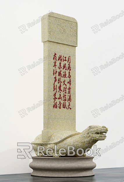 Chinese Style Stone Stele Scenic Spot Ancient Building Stone Stele model