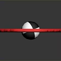 Red Concentric Rings Surrounding Black And White Sphere On Black Background