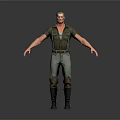 3D Male Character Model Wearing Green Shirt Pants And Brown Boots Standing With Open Arms