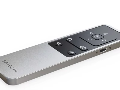 SATECHI Home Electrical Remote Control with Multiple Function Buttons and Sleek Silver Design USB Port 3d model