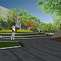 Scenic Waterside Landscape With Walkway Green Trees And Leisure Facilities