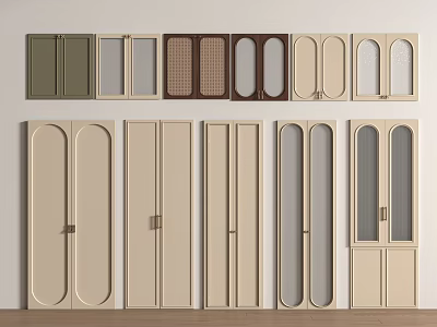 Various Door Designs With Different Colors Glass Panels And Panel Styles 3d model