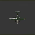 Military Aircraft Weapon Model With Green Body Red Round Insignia Four Propellers And Twin Tail