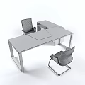 Modern Office Desk And Chair Set With Wooden Top Metal Frame Drawers And Wheels