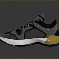Modern Black Gold Gray Athletic Sneakers With White Soles And Lace Up Design