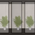 Modern partition carved glass partition combination 3d model
