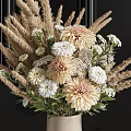 Two Vases With Fresh Flowers And Dried Plants