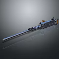 Military Heavy Machine Gun With Long Metal Barrel And Orange Grip Mechanical Components