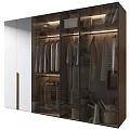 Modern Wardrobe With Glass Doors And Hanging Clothes Storage Compartments